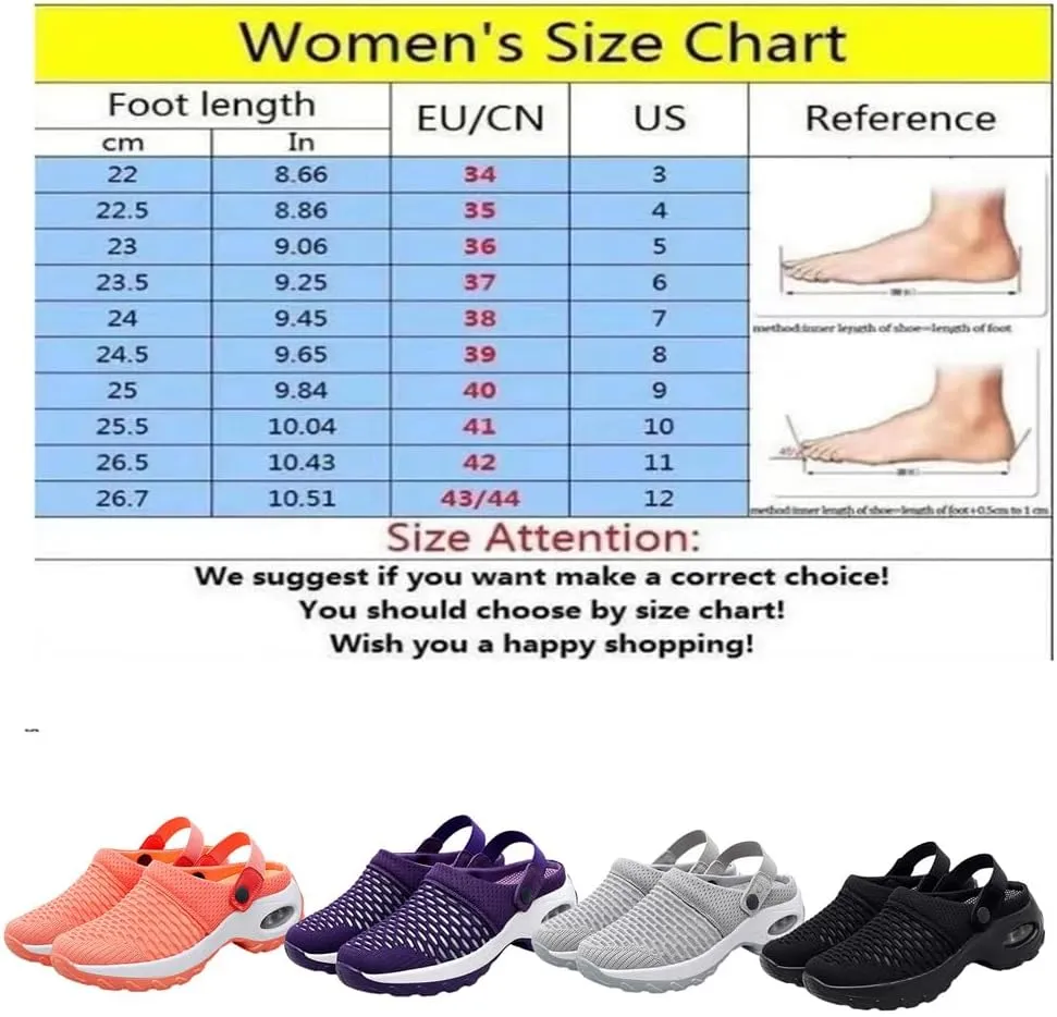 Women's Orthopedic Clogs,with Air Cushion Support,Lightweight Walking Sandals,Breathable Anti-Skid Outdoor Slippers