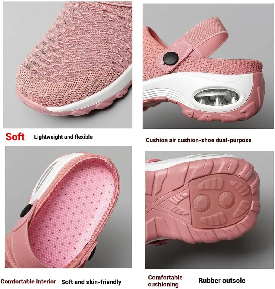 Women's Orthopedic Clogs,with Air Cushion Support,Lightweight Walking Sandals,Breathable Anti-Skid Outdoor Slippers