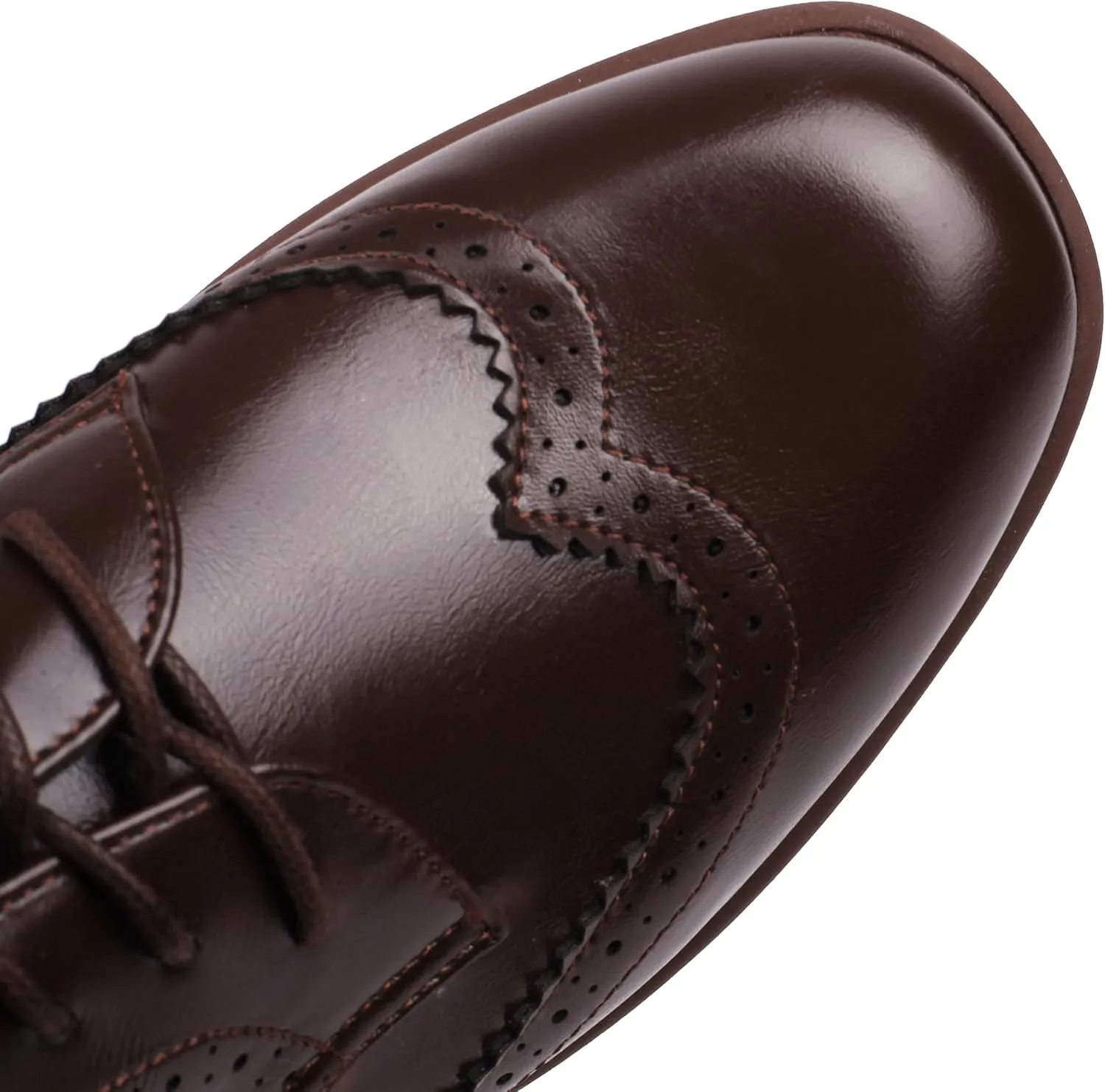 Women's Oxford Shoes Leather Brogues Chunky Heels Lace-up Dress Shoes