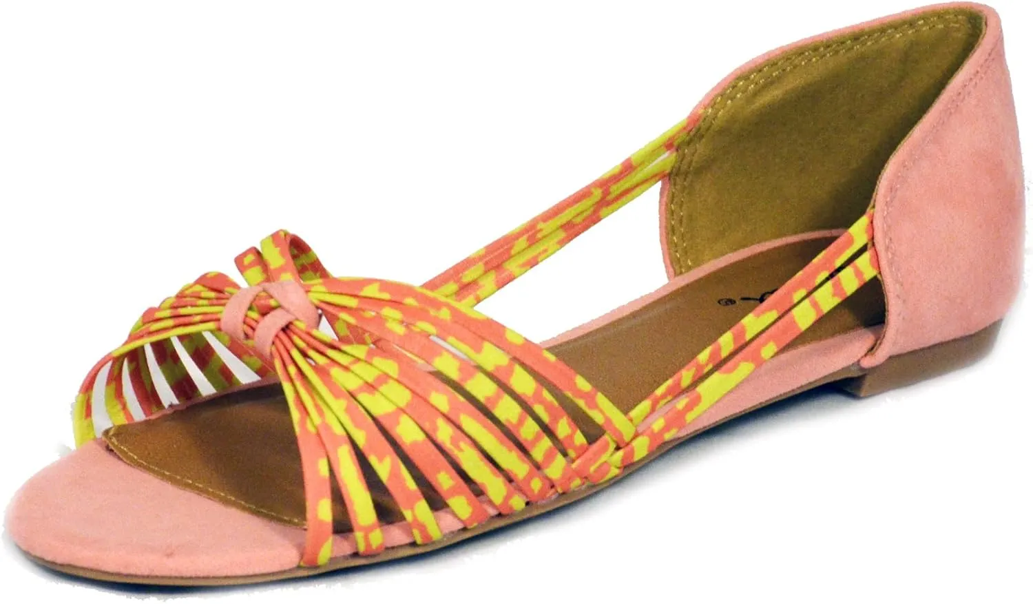 Women's Palmer-122 Sandal Flats,Salmon Pink Strappy Flat,10