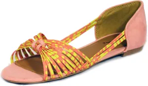 Women's Palmer-122 Sandal Flats,Salmon Pink Strappy Flat,10