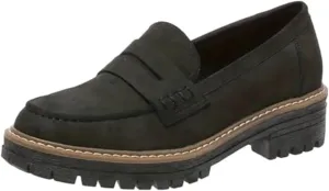 Womens Platform Chunky Penny Loafer Lug Sole Slip Comfortable Suede Dress Work Office Business Casual Shoes