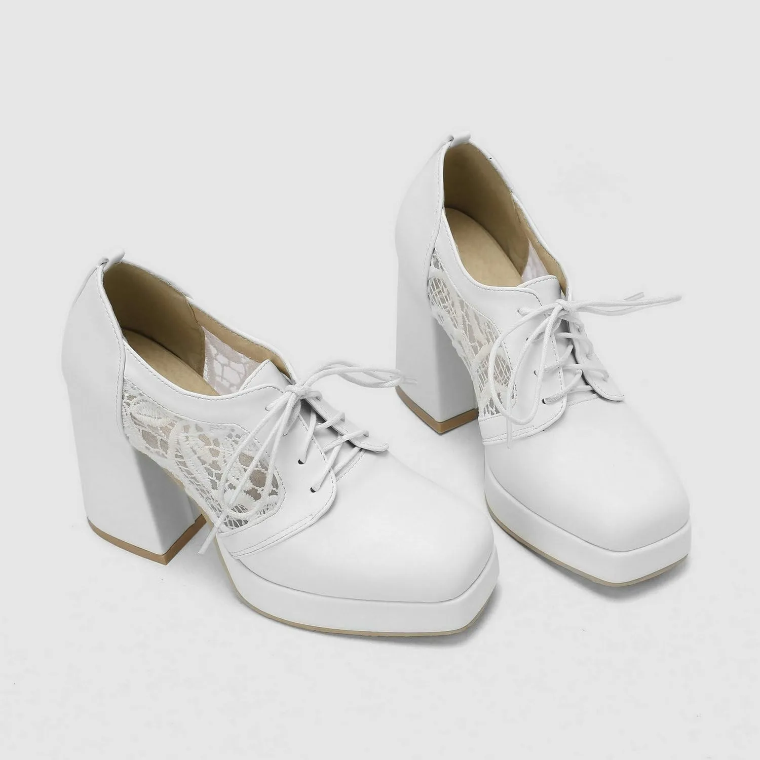 Women's Platform Oxford Shoes Patent Leather Square Toe Chunky Block High Heel Ankle Booties
