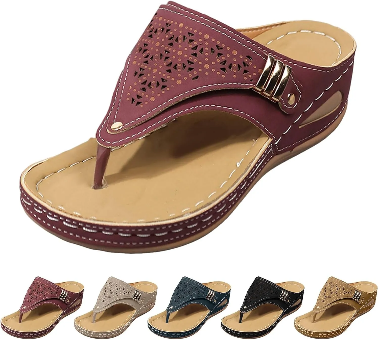 Women's Sandals Women Shoes Wedge Heel Platform Sandals Stylish Correctable Bohemian Beach Nine Sandals for Women Size 8
