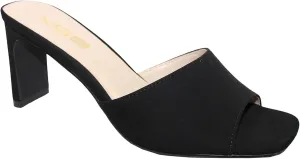 X2B Womens Chunky Heel Sandals Open Square Toe Mule Heel Sandal Slip On High Heels Shoes