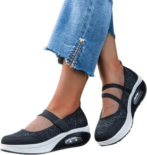 ZBYY Woman Casual Walking Shoes Comfort Sneakers Fashion Mesh Wedge Sneaker Lightweight Nurse Loafers Mary Jane Shoes