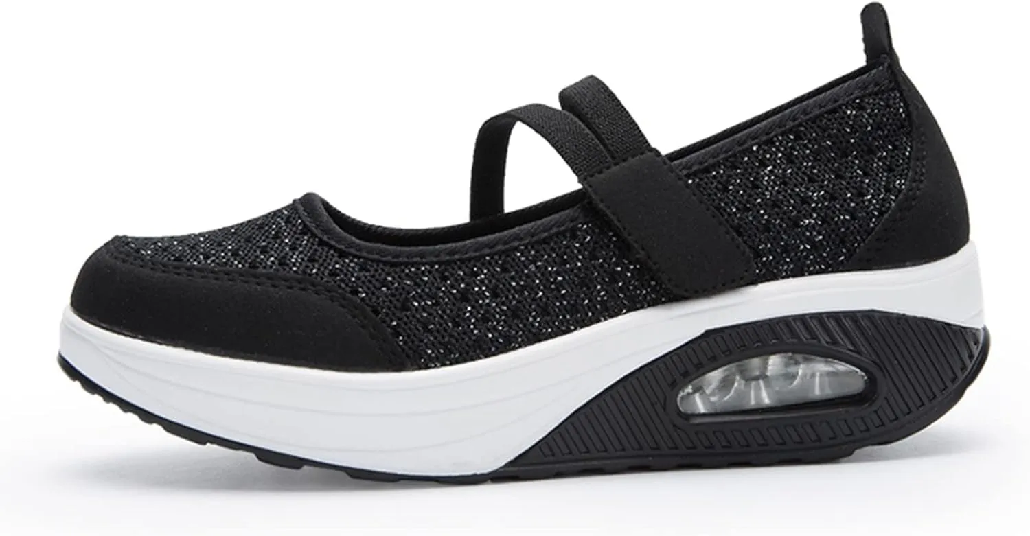 ZBYY Woman Casual Walking Shoes Comfort Sneakers Fashion Mesh Wedge Sneaker Lightweight Nurse Loafers Mary Jane Shoes
